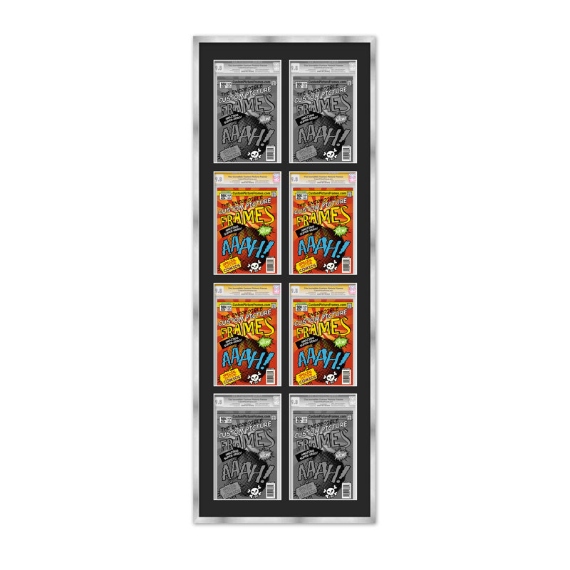 Wood Picture Frame with Mat, 8.125" x 13", Black/Silver, 30" x 58.5"