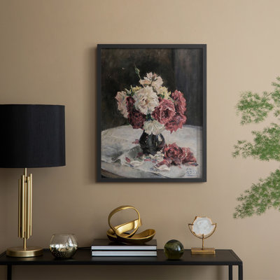 Impression encadrée vintage avec imprimé floral Lxxi - bois massif