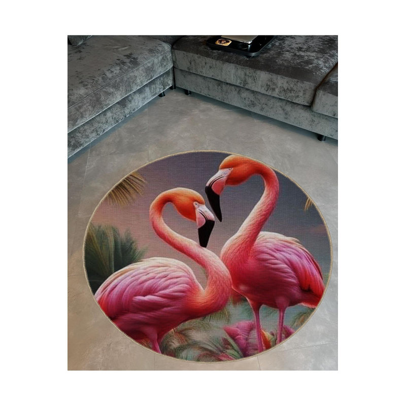 Tapis rond rond et détaillé détaillé lavable à la machine, Sous-tapis rond 3 pi 11 po inclus