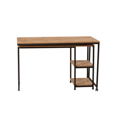 Bureau d'étude industriel avec structure en métal, pin atlantique et finition noire | 49,2 po x 31,1 po x 21,5 po | 100% panneau de particules enduit de mélamine, épaisseur: 0,7 pouce | Vaste espace de rangement avec de nombreuses tablettes pour le bureau à domicile