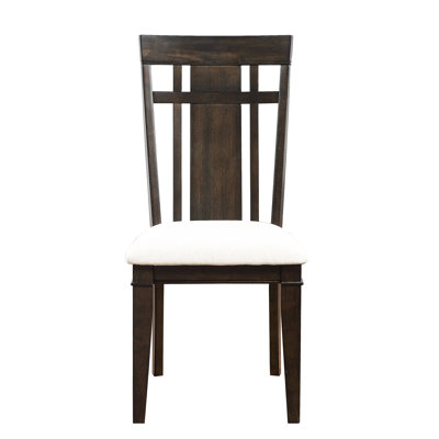 Dark Brown Finish Side Chairs, Beige Seat, Enchanting Dining Room Wood Items 2 Gorgeous Area Wooden Furniture