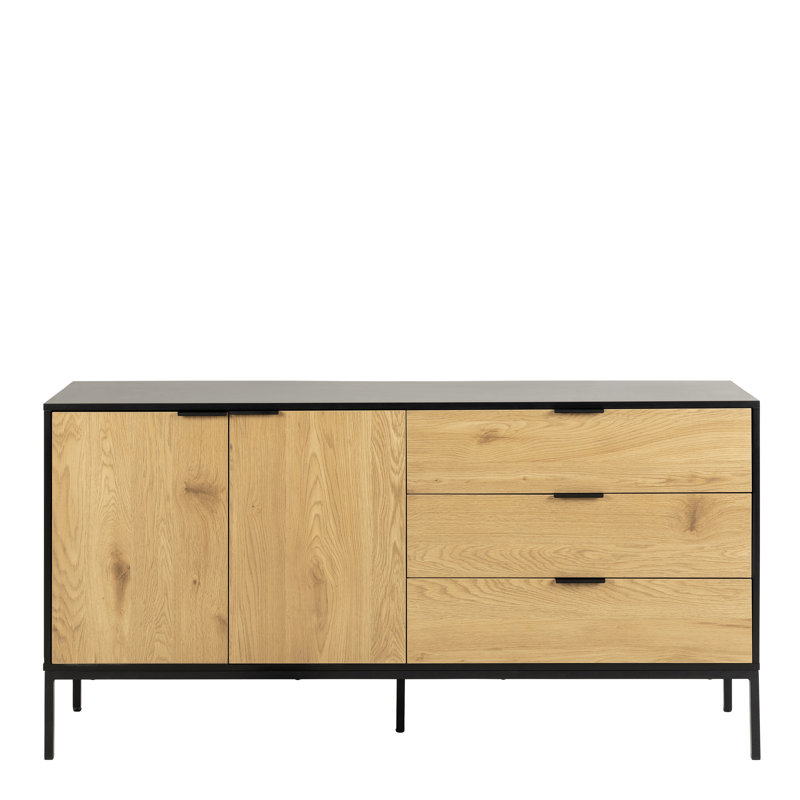 Lockeford Sideboard with 2 Doors and 3 Drawers in Black