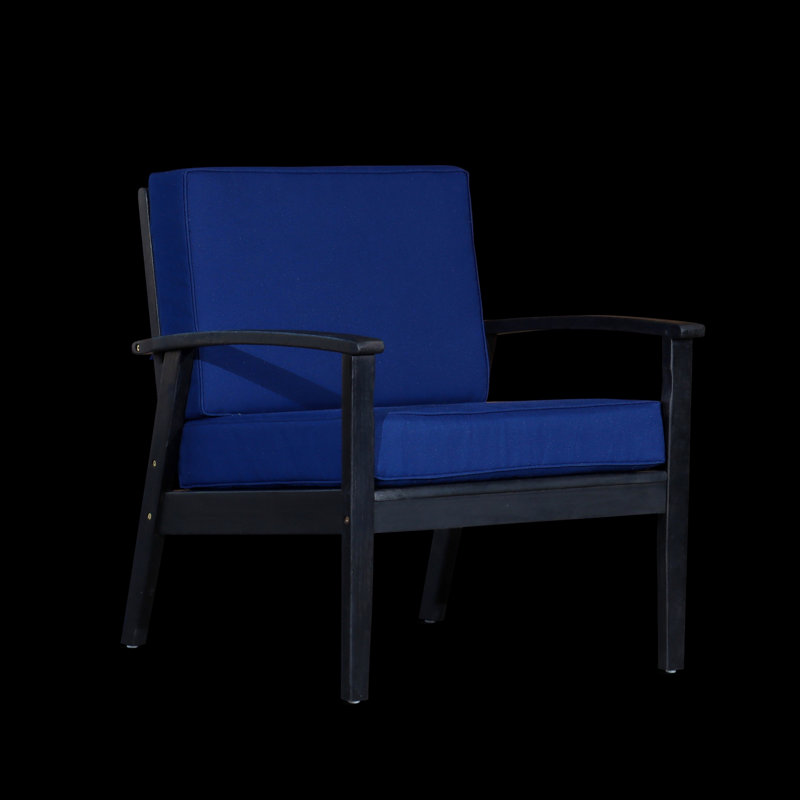 Chaise d'appoint simple, chaise de patio avec coussin, fauteuil de patio pour l'extérieur, Marine, Noir