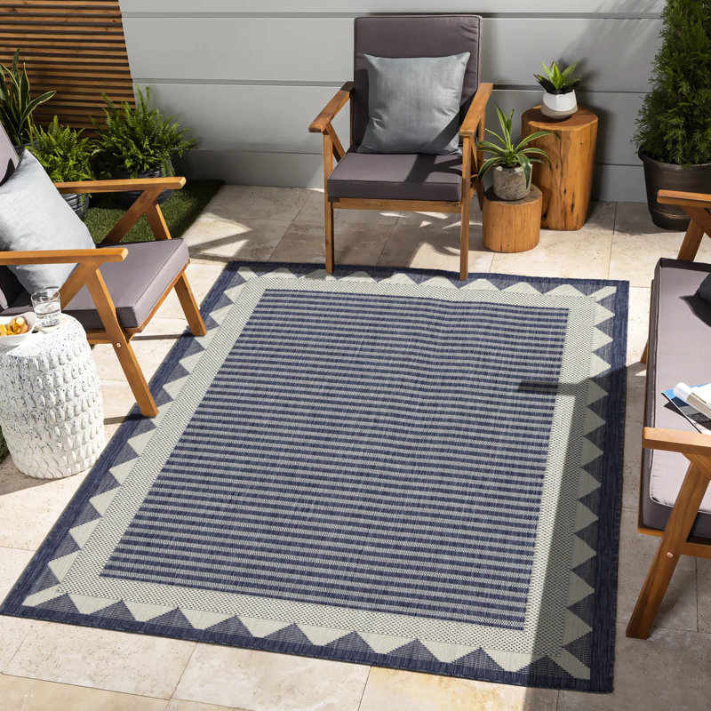 Blue Polypropylene Area Rug - 5 Ft. 3 In. X 7 In., Sunshine Gchar2013, , Stain-, & Pet-, Multi-purpose Polypropylene, Stain , Pet , Indoor/outdoor Living
