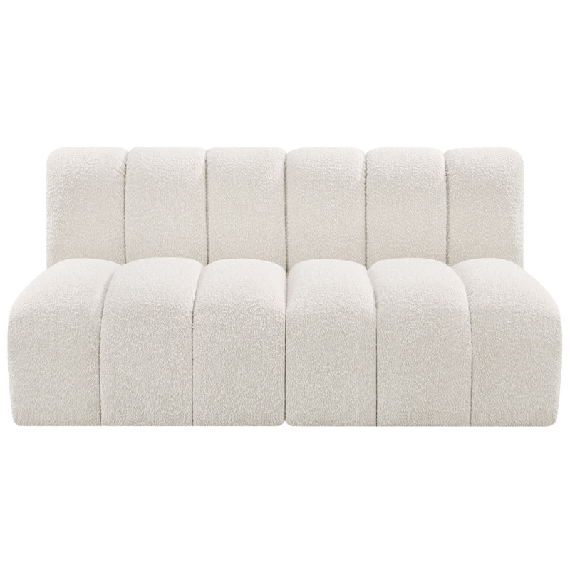 Hiral Upholstered Sectional Reversible, Cream Boucle Fabric