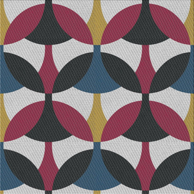 Rose géométrique/bleu/gris Tapis décoratif