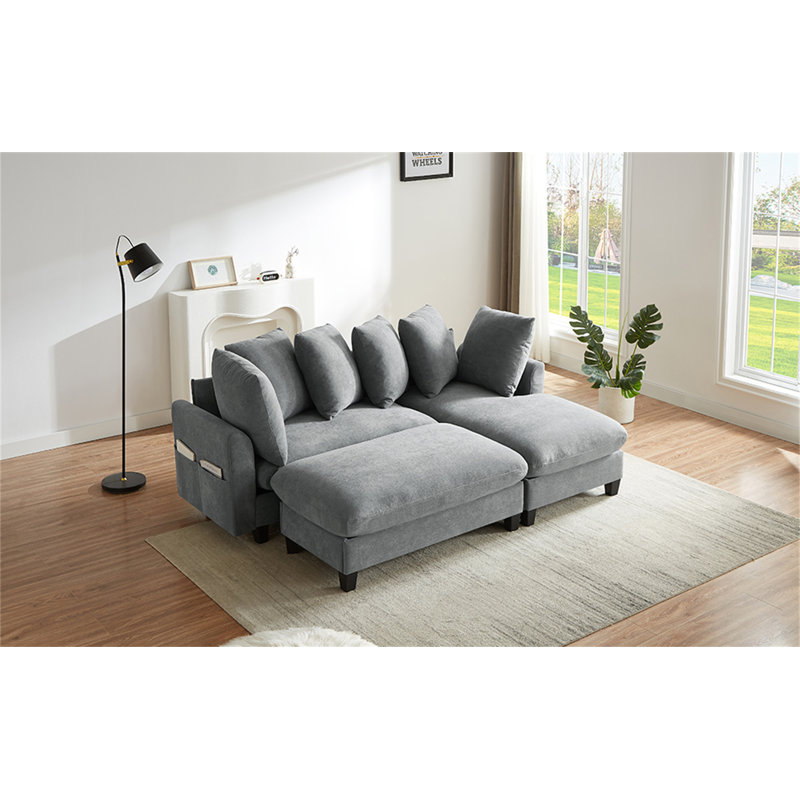 Canapé modulaire en L de 83 po avec canapé L 83 po, Gris chenille