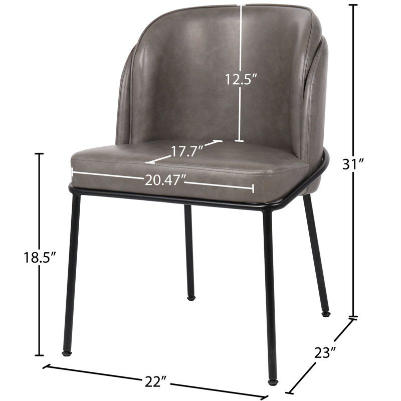 Jagger Faux Leather Dining Chair, Set Of 2, Grey Vegan Leather