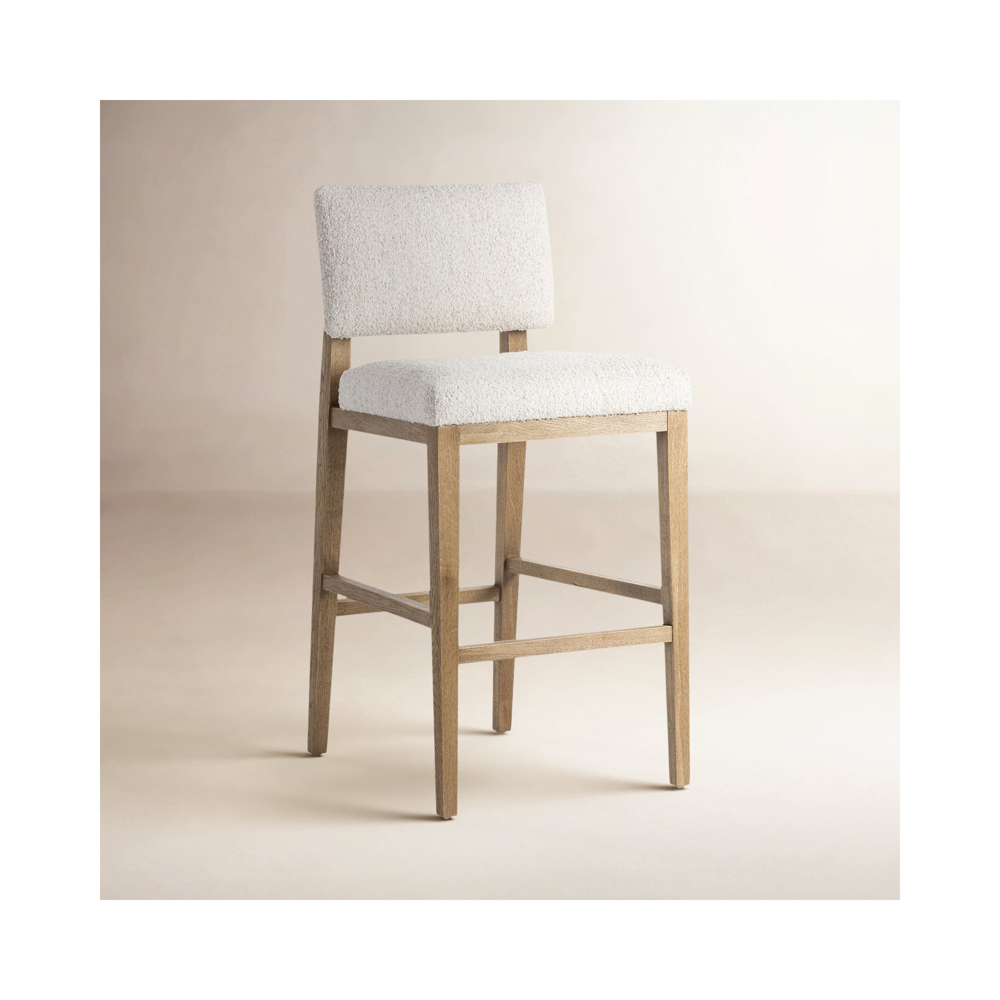 Sokrates Upholstered Stool, Bar Stool (31.25" Seat Height), White