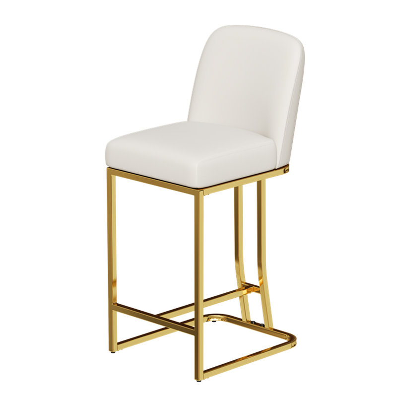 2 chaises hautes modernes - blanc + or, confortables Fabriqué avec des matériaux. Idéal pour les bars, les restaurants et les cuisines. Assemblage facile. Pieds coulissants stables. Design peu encombrant, blanc