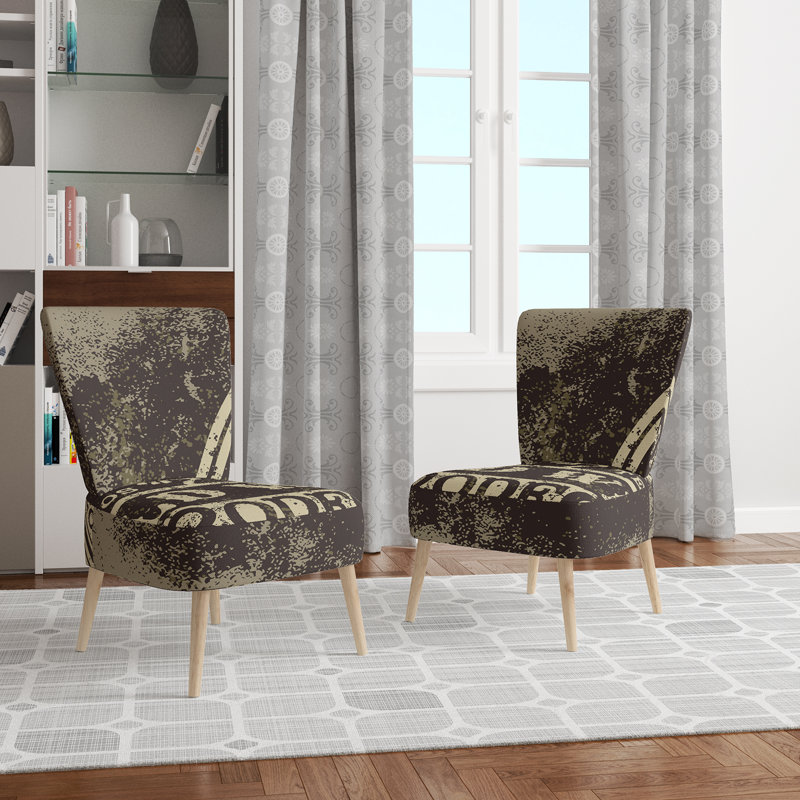 Upholstered Floral Side Chair - Modern floral Accent Chair, Abstract Brown Polyester Blend 3
