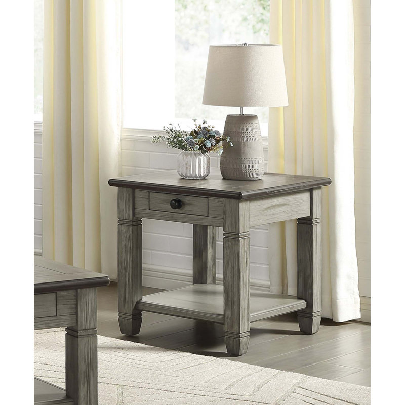 Table de bout Rosy Brown Finish Brown, Gris antique