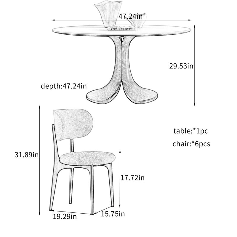 Stylish and Sturdy Dining Table Sets., 29.53"H x 47.24"L x 47.24"W