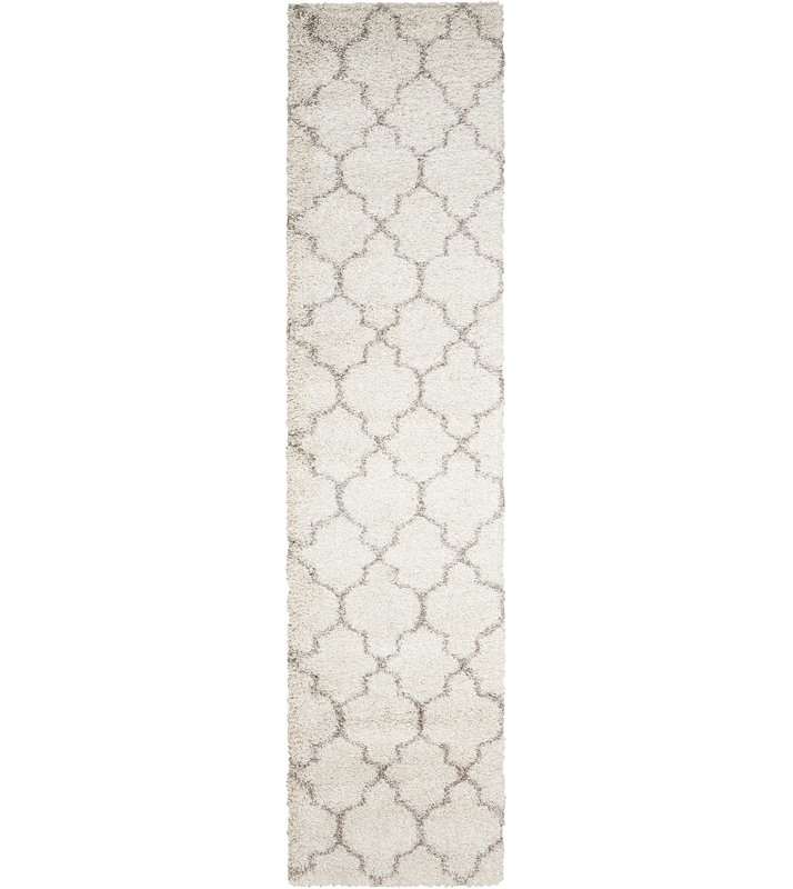 Tapis marocain crème à poils longs Sigrid, Tapis de couloir 2 pi 2 po x 10 pi