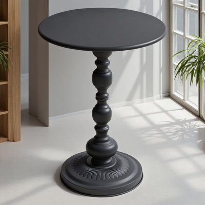 21" Round Metal Vintage End Table