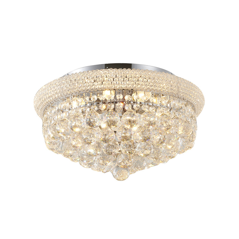 Ortega 8-Light Chrome Flush Mount With Clear Crystals