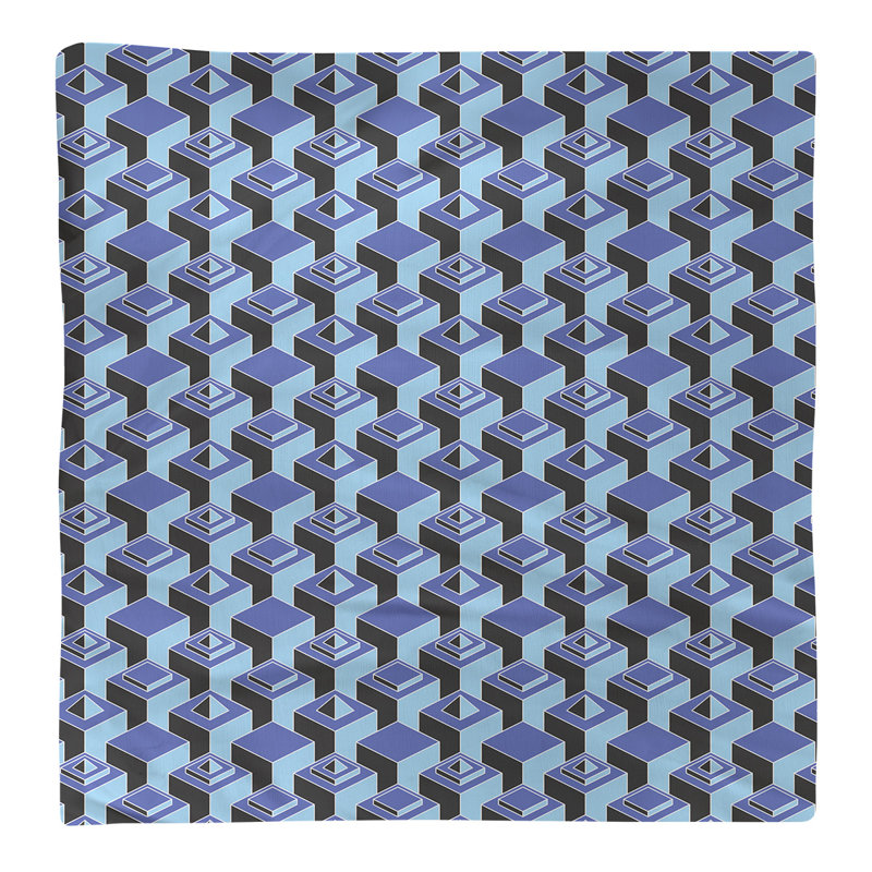 Serviette de table en coton à motif de gratte-ciels à deux couleurs, H 0,1 po x l 22 po x P 22 po, Bleu / bleu sarcelle