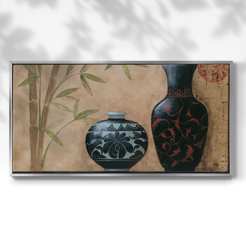 Asian Calm II - Toile tendue avec cadre encadré - Prêt à accrocher, Argent argent, H 21 po x l 41 po