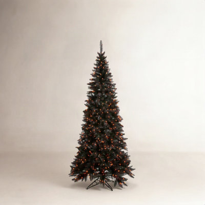 Black Fir Flocked 9' Pre-Lit Fir Christmas Tree