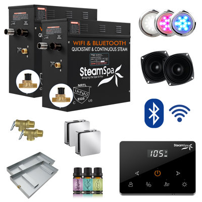 Black Series 18KW Steam Bath Generator With Fully Wireless Remote, BLUETOOTH, WIFI, And Auto Drain In Polished Chrome