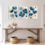 "Blue Floral", reproduction d'art sur toile abstraite (ensemble de 3)-1891592241