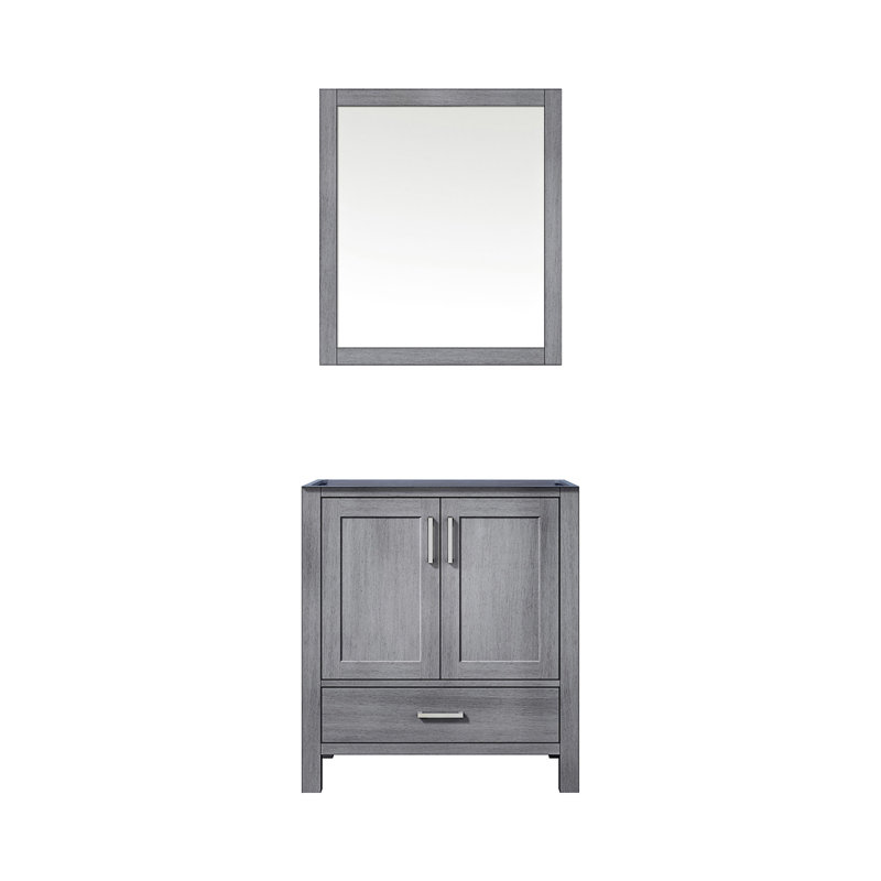 30 po Meuble-lavabo gris l patiné, P 22, miroir 28, entièrement assemblé, rangement de salle de bain, armoire de tiroir de salle de bain et intérieur