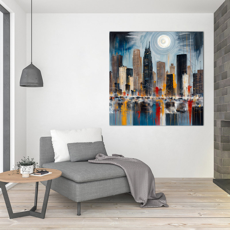 Paysage urbain illuminé, H 24 po x l 24 po