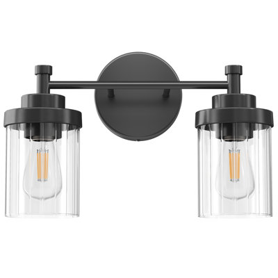 Éclairage de meuble-lavabo moderne à intensité variable avec abat-jour en verre nervuré transparent