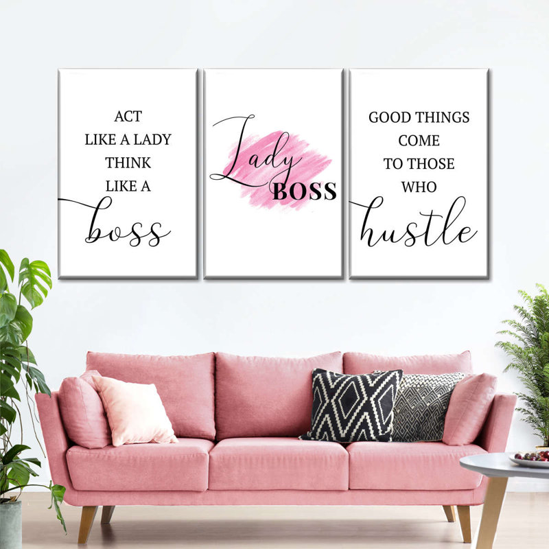 «Lady Boss Inspirational Quote», reproduction sur toile, H 30 po x l 62 po x P 1,25 po