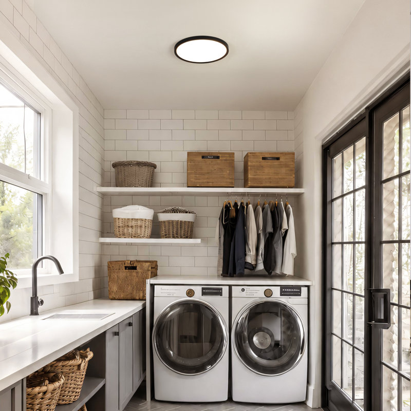 Plafonnier encastré à DEL Deontee Ditte (ensemble de 2), Black, H 0,9 po x l 11,8 po x P 11,8 po, 4500