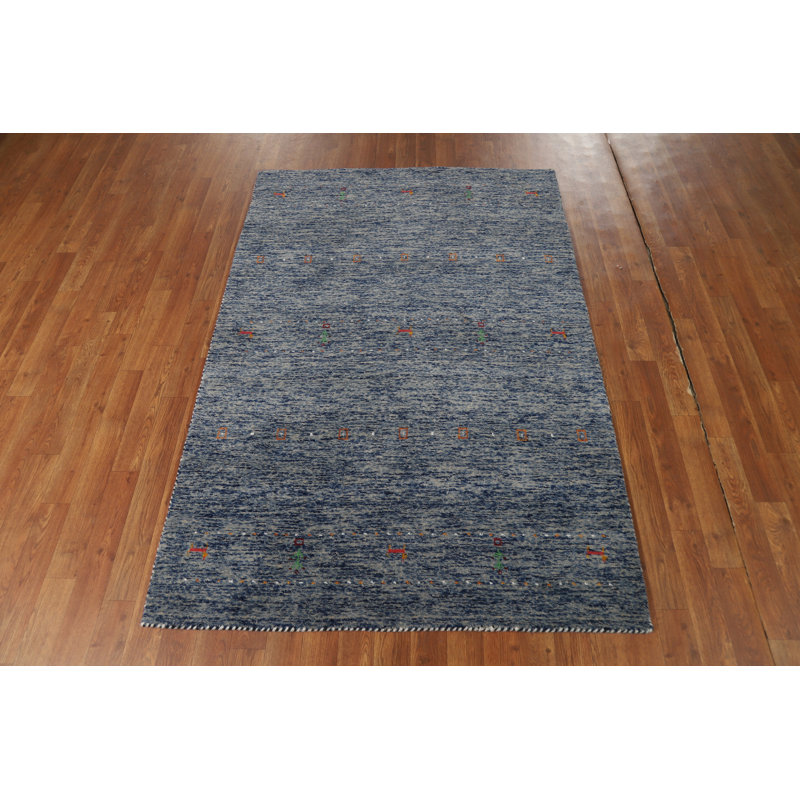 Striped Blue Gabbeh Oriental Rug 4x6