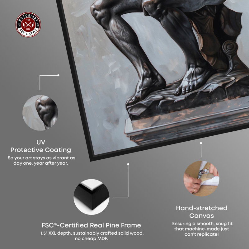 Notori Art Notoriart Ebony Statue In Thought Framed Style 1 Piece Canvas Wall Art