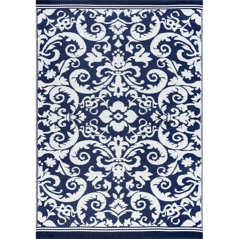Tapis bleu marine intérieur / extérieur Nebraska, Rectangle 5 pi 11 po x 8 pi 10 po