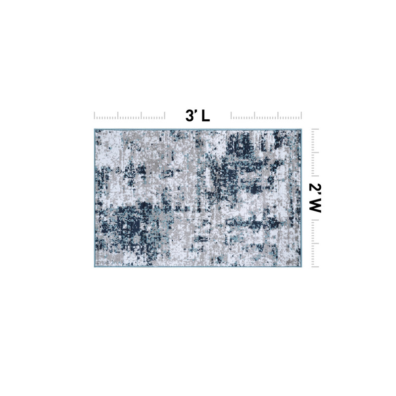 Tapis gris / bleu / ivoire Willington, Rectangle 2 pi x 3 pi