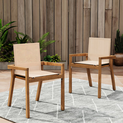 2 chaises d'extérieur: avec assise confortable en filet de bois beige