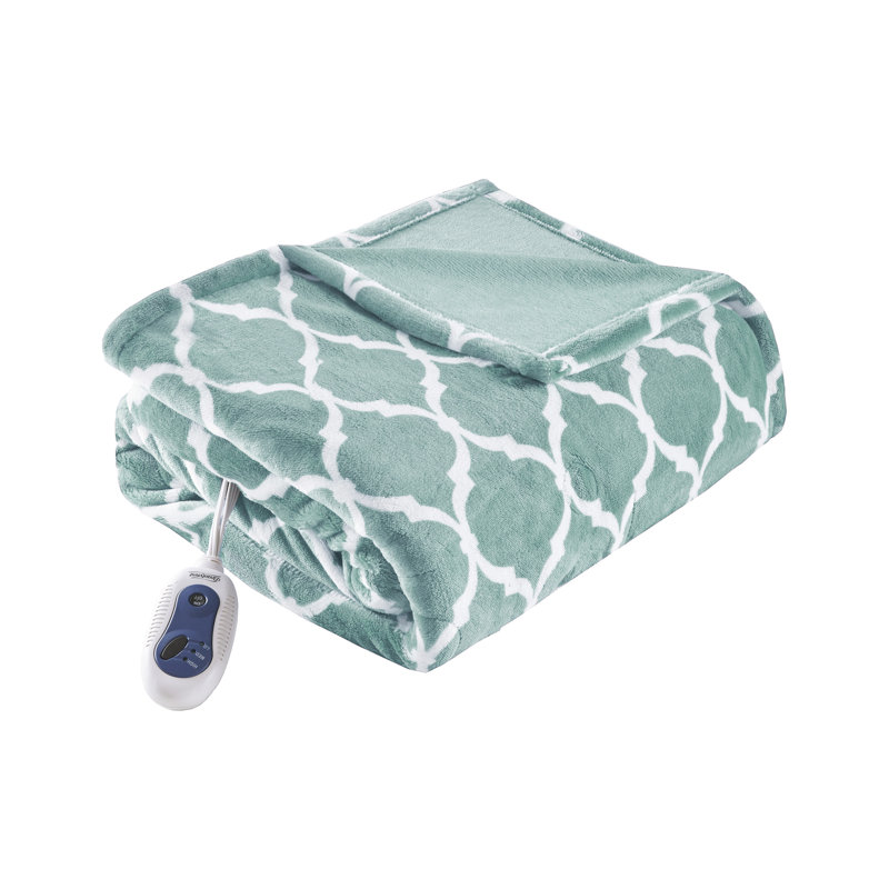 Beautyrest Heated Ogee Oversized Throw, Aqua