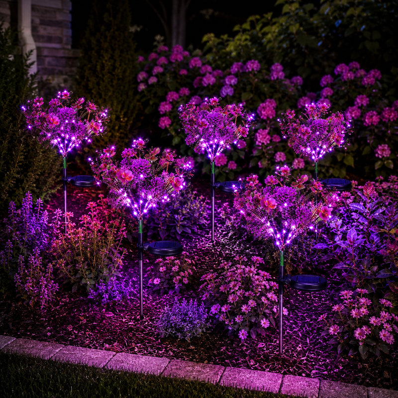 Solar Garden Lights Outdoor Phalaenopsis LED Flower Stake Lights Waterproof Garden Decor for Yard and Pathway