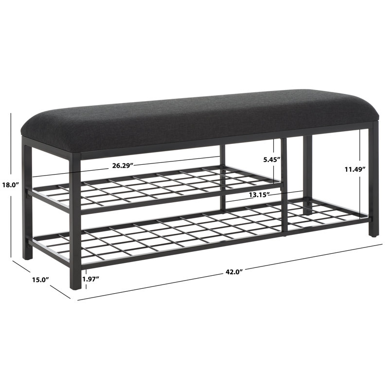 Edmea Polyester Upholstered Storage Bench, Black