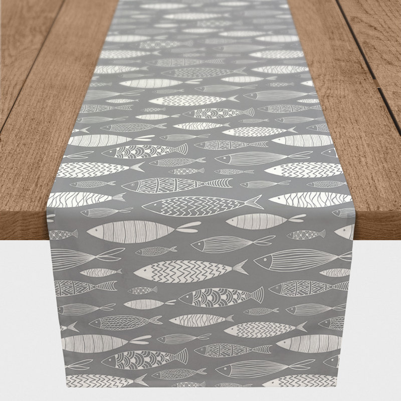 Chemin de table Anesa, 90 po x 16 po, gris