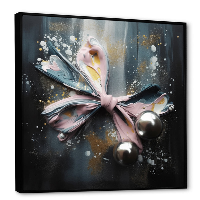 Glam Pink and Silver Shapes II, reproduction d'art sur toile, H 16 po x l 16 po x P 1 po, Cadre flottant noir