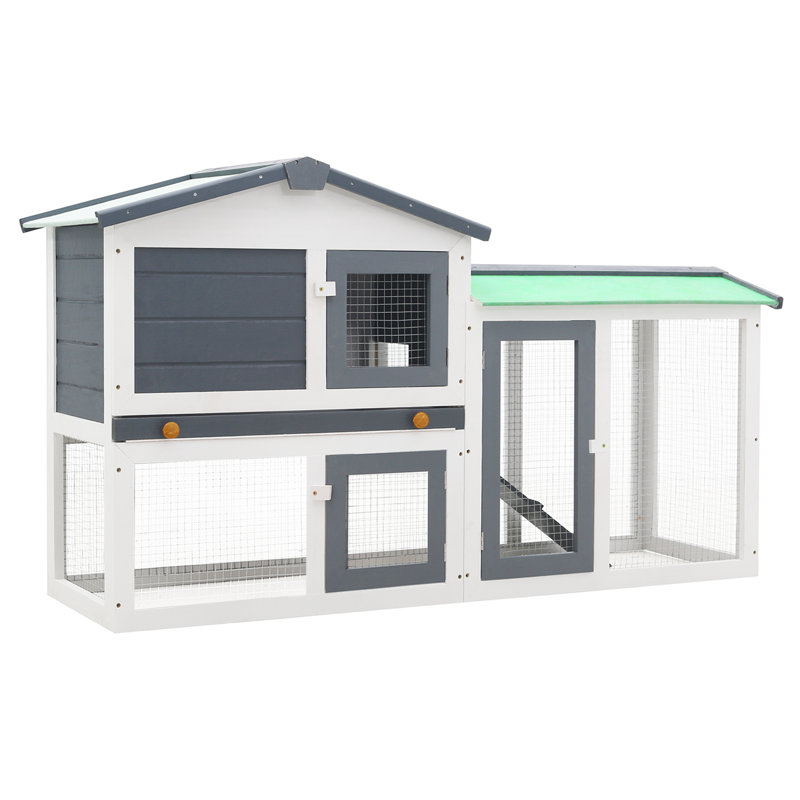 Lutterworth Outdoor Large Rabbit Hutch Small Animal House Pet Cage Wood 145x45x84 cm, Grey/White
