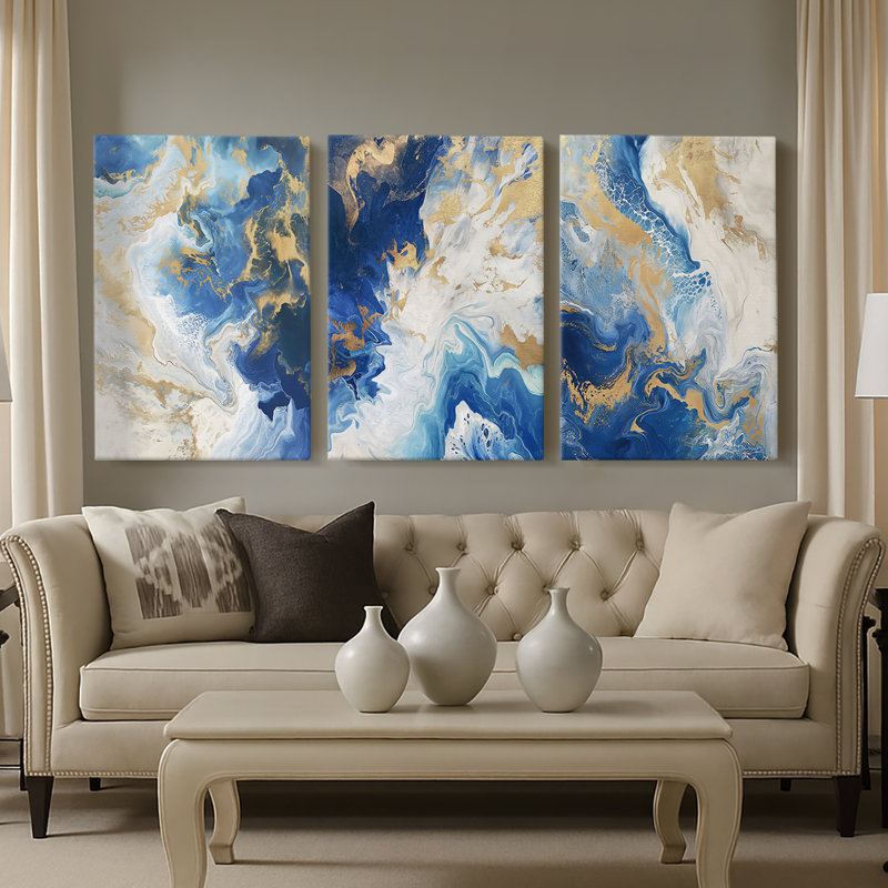 ABSTRACT Series CDXII - Toile tendue sur mesure - 3 pièces, H 12 po x l 24 po