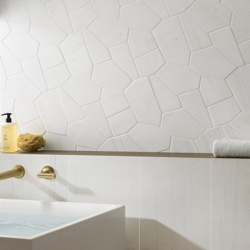 Nature Organica 12x20 Honed Marble Mosaic Tile, Dolomite White