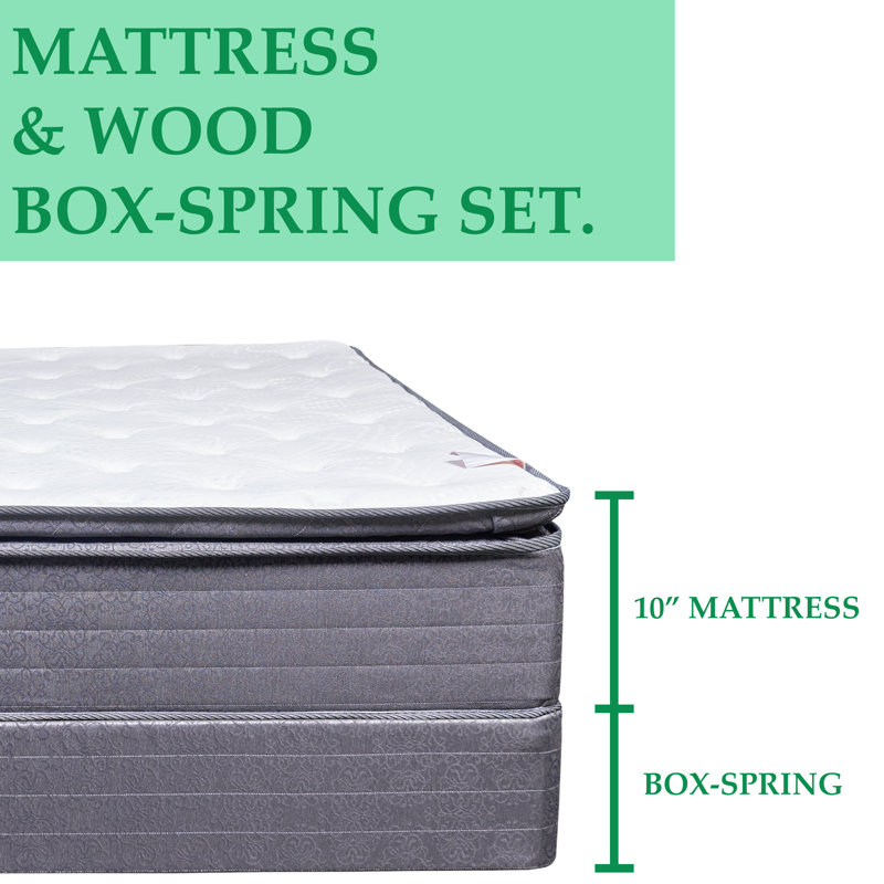 Alwyn Home Oregon 18'' Plush Hybrid Mattress and Box Spring, Twin