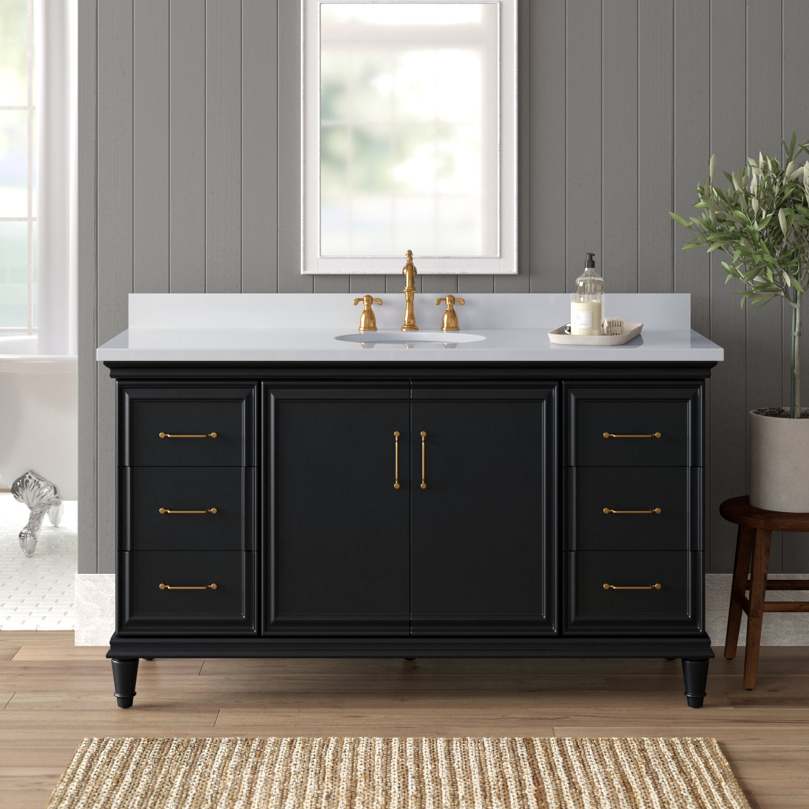 Batilde 61'' Single Bathroom Vanity, Dark Gray