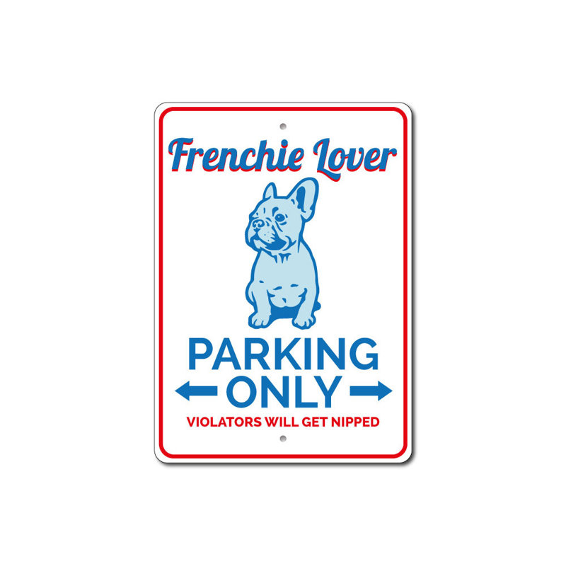 Enseigne en aluminium Frenchie, H 18 po x l 12 po x P 0,06 po