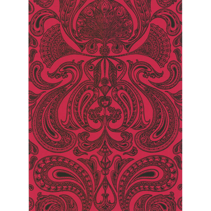 Malabar Paisley Wallpaper Roll, Red/Black
