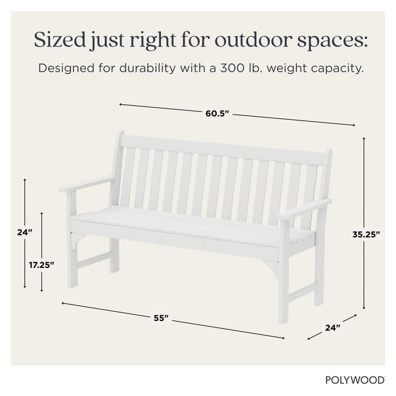 Banc de patio POLYWOOD Vineyard, H 35,25 po x l 60 po x P 24 po, Blanc