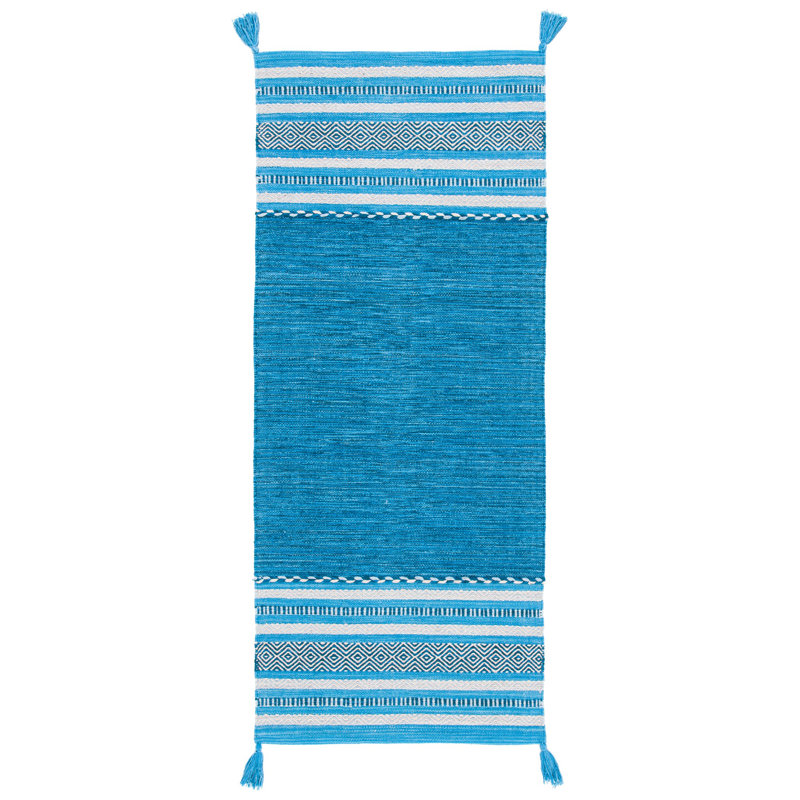 Tapis en coton tissé à la main Aitken, Tapis de couloir 2 pi 6 po x 8 pi