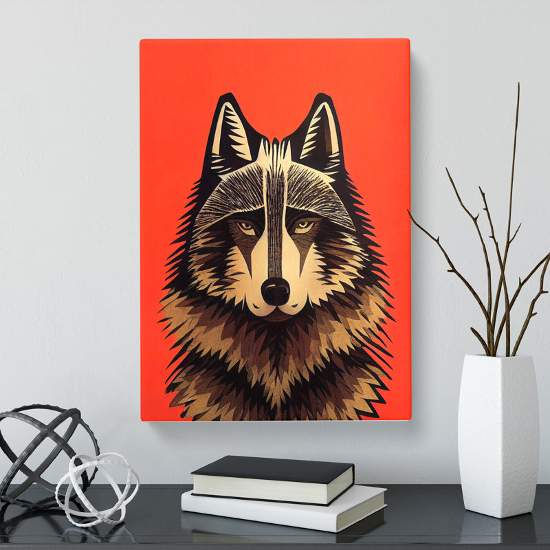CAN-V0523-2914X Wolf Mid Century Vol.2 - Wrapped Canvas Print, 50cm H x 35cm W